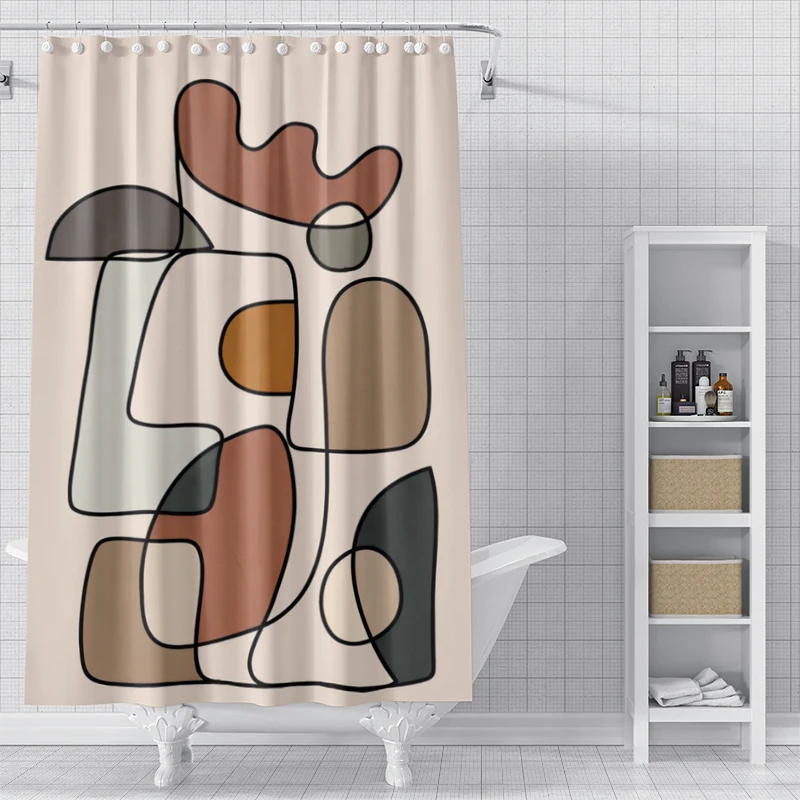 Home shower curtains for bathroom waterproof fabric Modern Nordic style bathroom Curtains shower curtain Abstract morandi plant