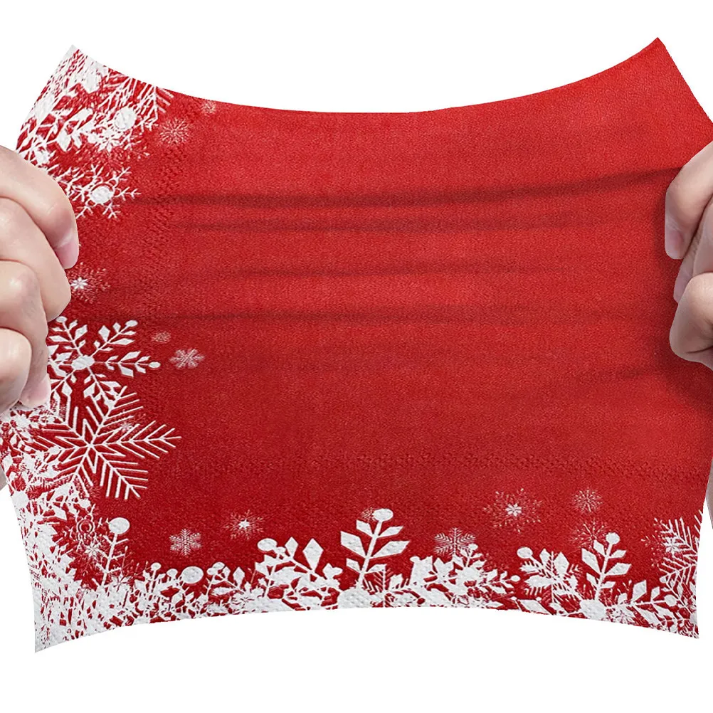 20 servilletas navideñas de papel suave rojo, doble capa, desechables, decorativas, para fiestas, adorno de mesa