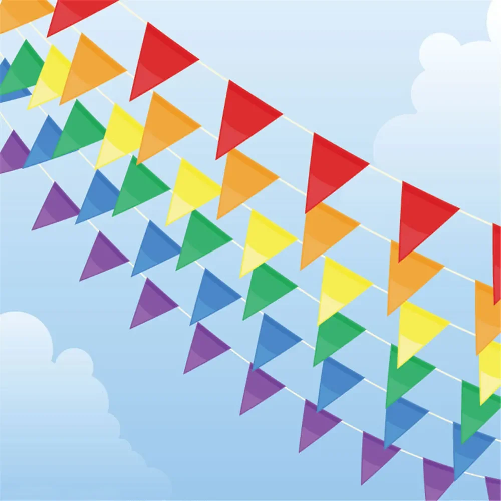 

Multicolored Triangle Flags 50/60Flags Hanging Flag Bunting Banner Pennant Festival Wedding Decor Birthday Party Supplies