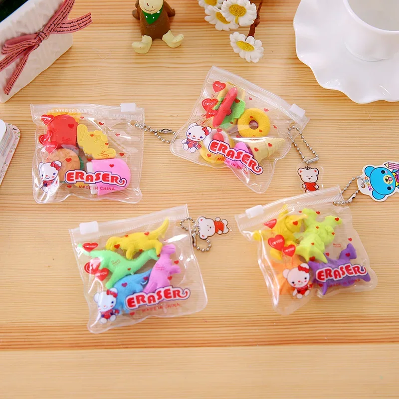 1PACK Zipper Bags Animals Fruits Cakes Christmas Erasers Student Prizes Erasers  Japanese Stationery