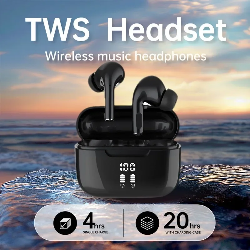 Écouteurs sans fil Bluetooth TWS, son stéréo HIFI, affichage LED, écouteurs ENC, musique HD, casque de sport avec micro