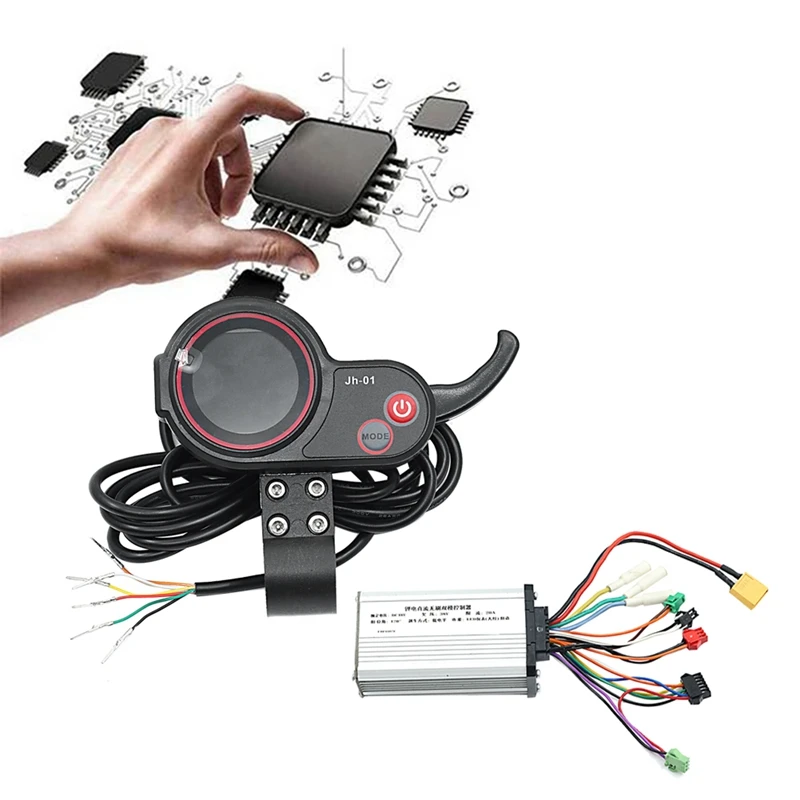 JH-01 Meter Dashboard Lcd-Display + 48V 20a Borstelloze Controller Zonder Hal Voor Elektrische Scooter E Fiets Accessoires