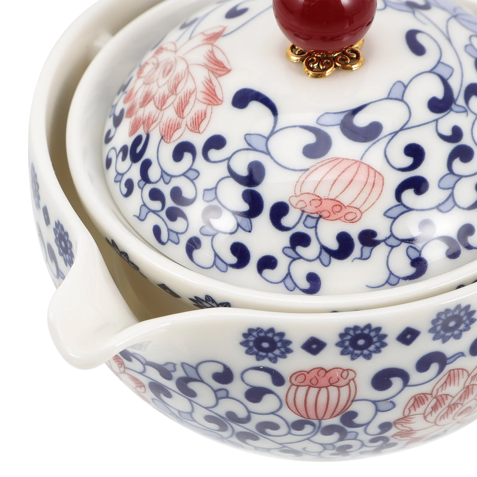 

Lotus Zen Side Handle Teapot Ceramic Chinese Style Rotating Tea Pot Heat Resistant Kung Fu Brewing Tool Home Office