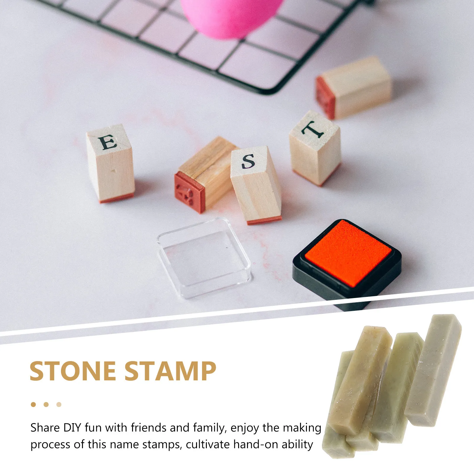 5 Pcs Chinese Painting Seals Stone Carving Calligraphy Engraved Stamp Green Sealing Name
