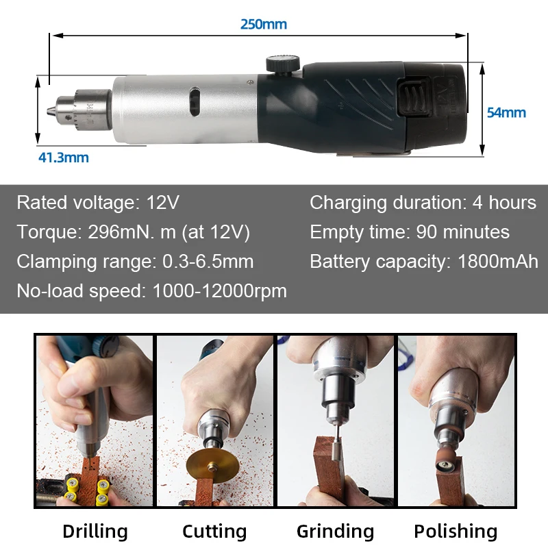 12V Cordless Drill Lithium Battery Engraver Electric Mini Drill Rechargeable Dremel Rotary Tool Variable Speed Cutting Grinding