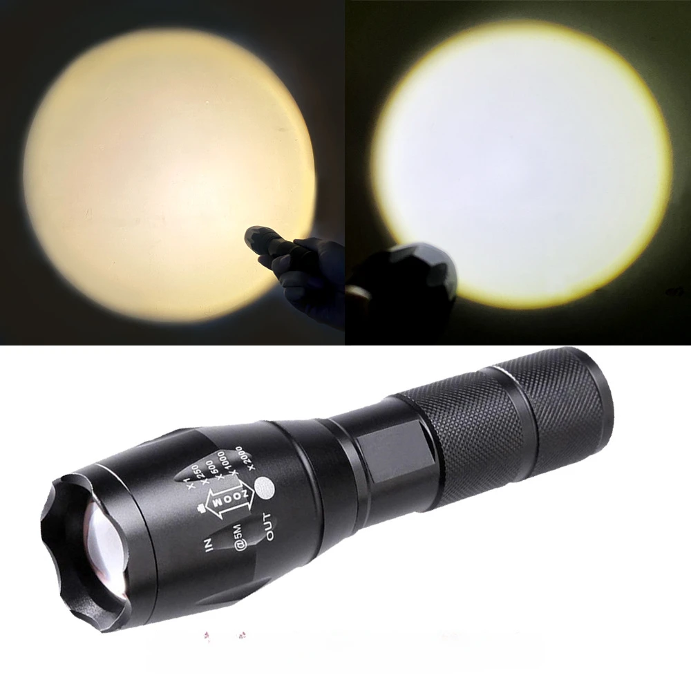 LED Hand-held White Yellow Light Two-in-one Flashlight Outdoor Water Proof Multifunction Powerful Lamp Camping Fishing Lantern