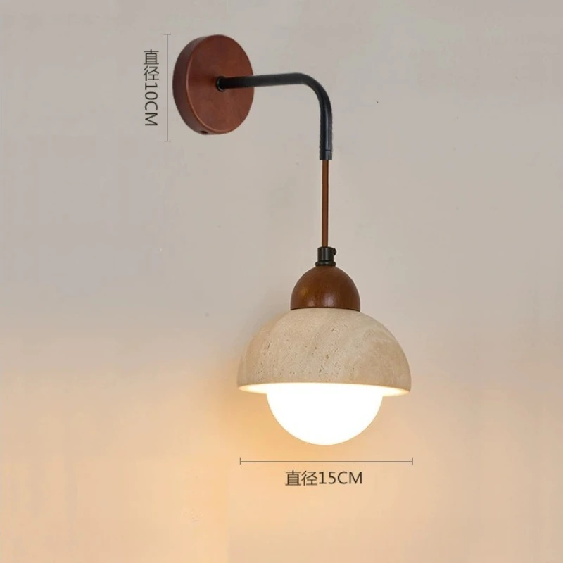 Modern Bedside LED Wall Light Lustre Home Decoration Bedroom Living Room Nordic Stravertine Stone