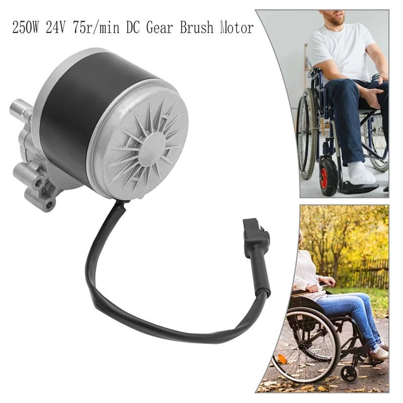 Moteur de brosse à engrenages cc 250W 24V 75R/Min, pour Scooter électrique ATV, fauteuil roulant, vélo de plage, véhicule sur piste