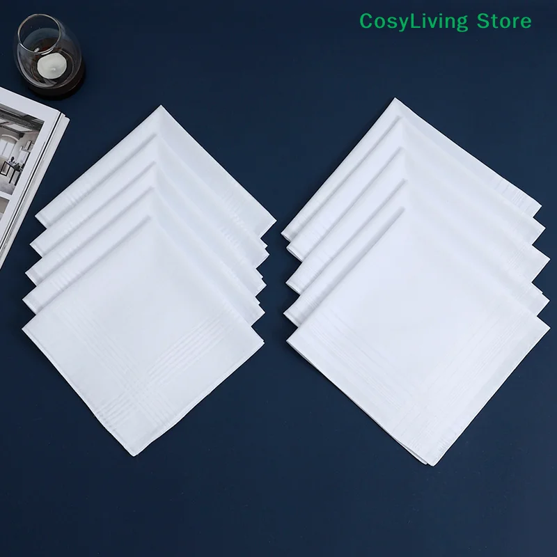 [CL]6/12pcs White Soft Cotton Handkerchief Handkerchief Gentleman Handkerchief DIY Solid Color Handkerchief[CL]
