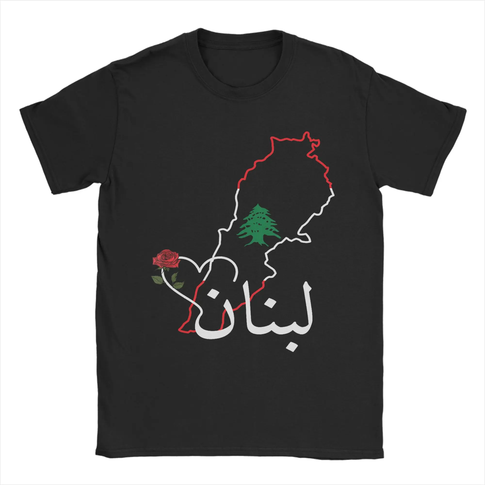 Men Lebanon Flag Map Beirut Cedar Tree Lebanese T Shirts  Pure Cotton Clothing Short Sleeve Round Neck Tees 4XL 5XL T-Shirt