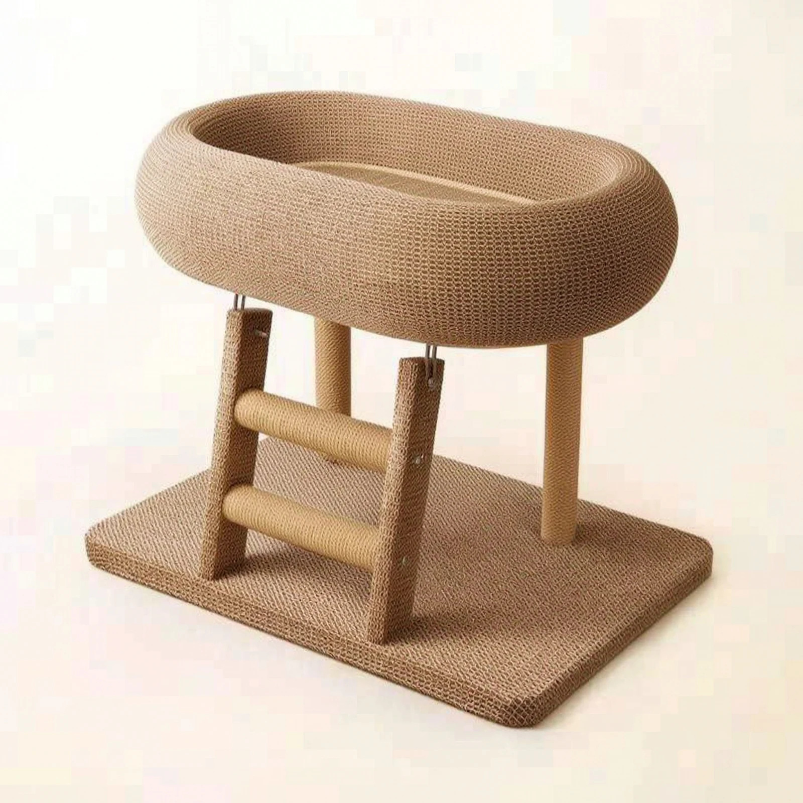 Oval Cat Scratcher Bed Elevated Cat Bed with Scratcher Pet Furniture Floor-Standing Compact for Cats, Indoor, Living Rooms