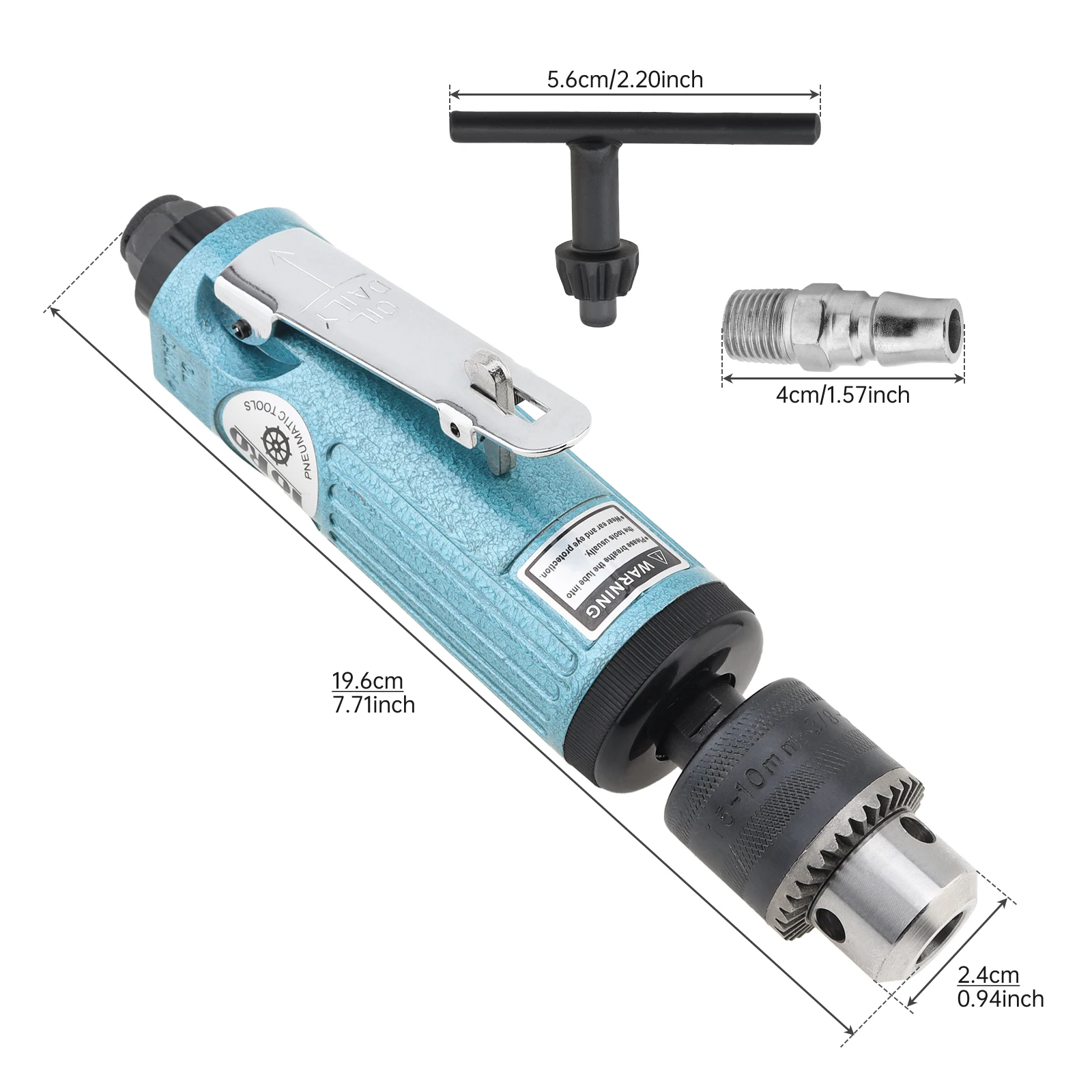 Wiertarka pneumatyczna TORO 22000RPM, szybka wiertarka pneumatyczna z uchwytem wiertarskim 1.5-10mm do wiercenia / szlifowania — zdjęcie 2