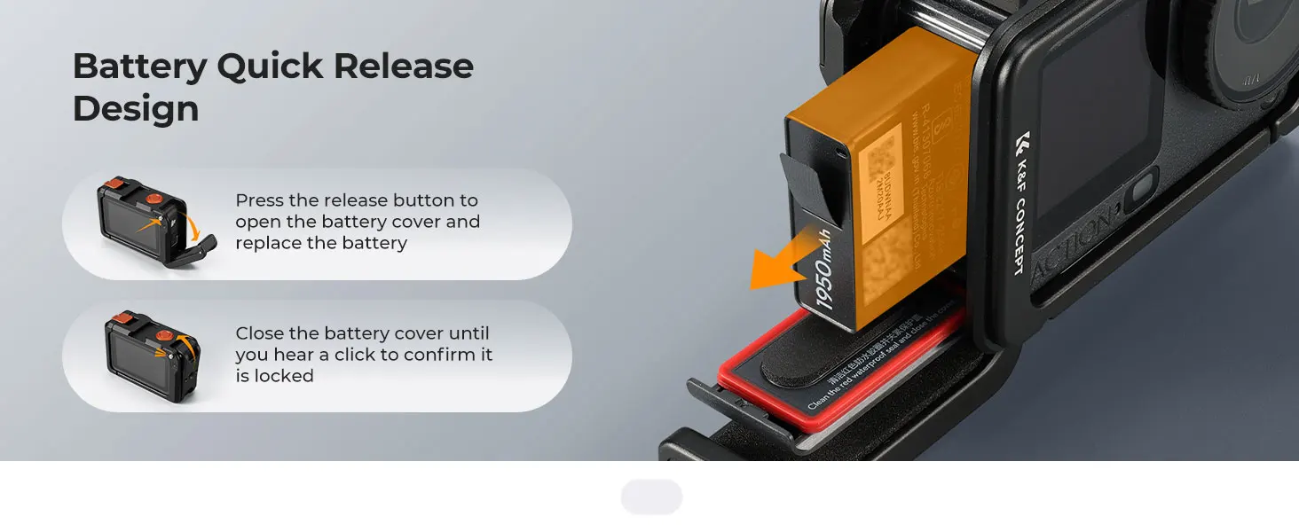 K&F CONCEPT Aluminium-Schutzmetallkäfig für DJI Osmo Action 6, werkzeuglose Schnellmontage, Cold Shoe, 1/4"-Gewinde, integrierte – Detail 5