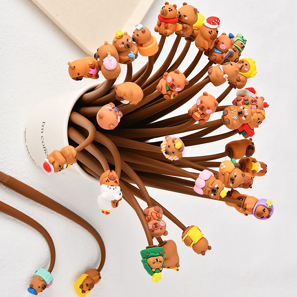 24pcs Wholesale Capybara Kapibara Shake  Neutral P Decompression Shake Pen Student Prize  Stationery Store Gift  Back To School