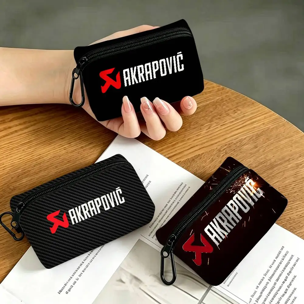 A-Akrapovics Portable Oxford Fabric Mini Wallet Carabiner Design Small Coin Bag For Cards Keys Earphones