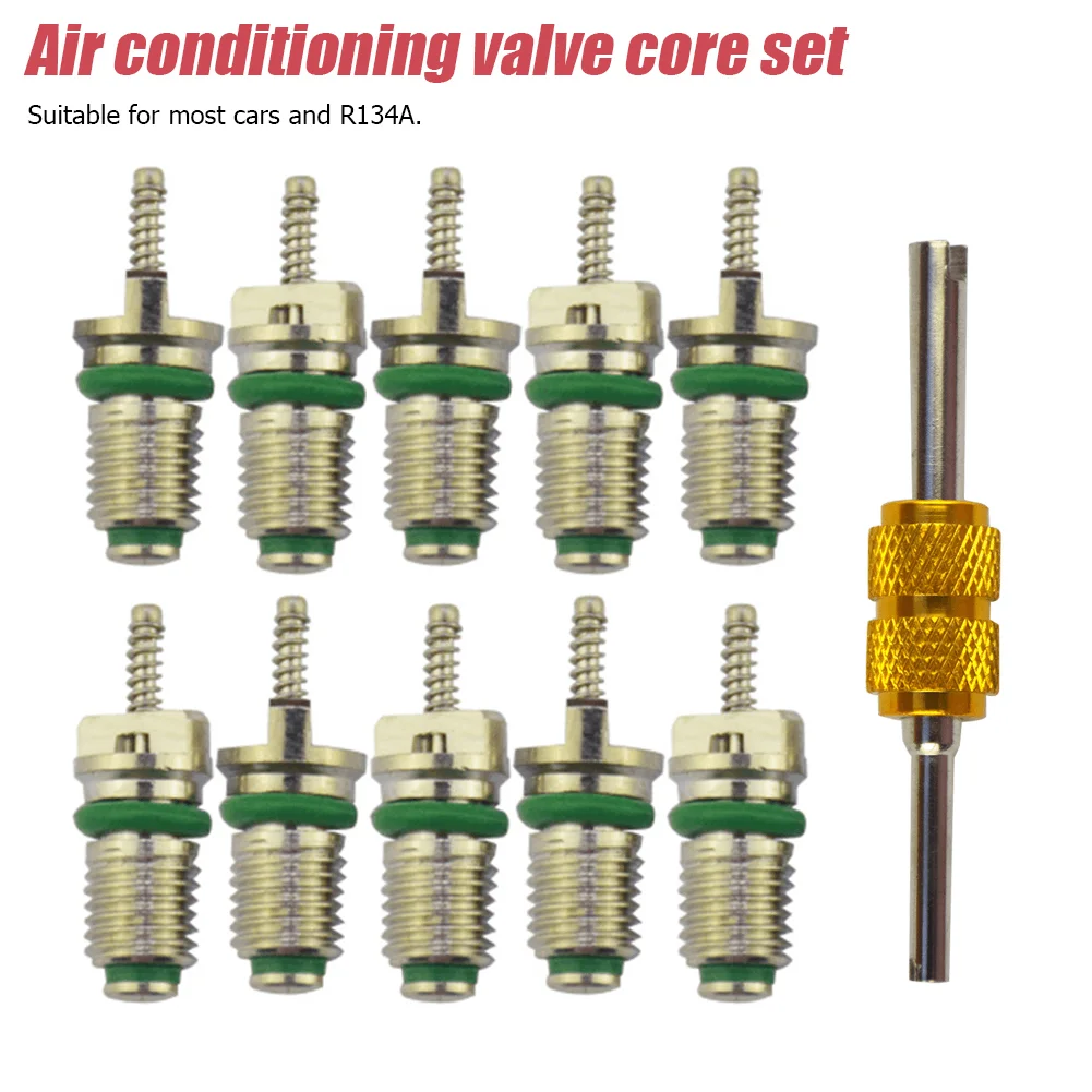 10Pcs Car A/C Core Valves Copper R134A Automotive Car Air Conditioning Cores Air Conditioning A/C Valve Stem Core Kit Valve Core