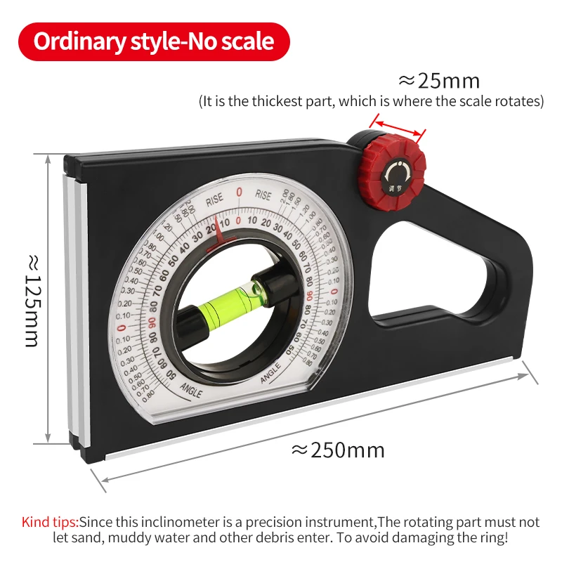 LUXIANZI Multifunctional Slope Ruler Declinometer Magnetic Slope Protractor Level Bubble Inclinometer Measurement Tilting Tool