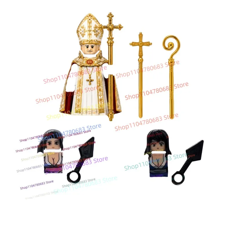 Image of Mittelalterlicher Bischof & Weibliche Assassine Bausatz, Schreibtischdekoration, Anime-Cartoon-Charakter Actionfigur Spielzeug, Weihnachtsgeschenk