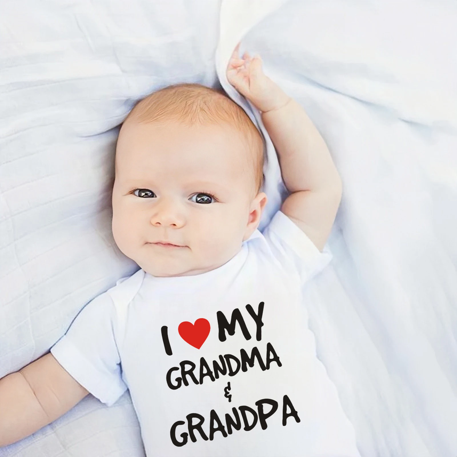 

I Love My Grandma and Grandpa Baby Bodysuit Newborn Baby Boys Girls Short Sleeve Romper Infant Clothes Ropa Best Present