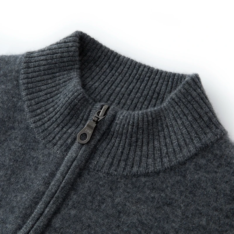 CHICUU Men's 100% Cashmere Sweater Zipper Pullover Mock Neck Long Sleeve Basic Cashmere Knitwear Autumn Winter Clothing Tops
