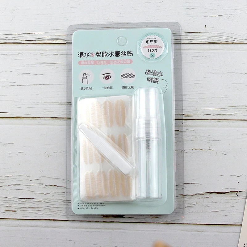 120 Pairs of Lace Double Eyelid Stickers That Stick To Water Without Feeling Invisible and Come with Spray Bottle Makeup