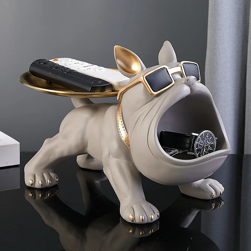 DOG TOWN BULLDOG DESIGN デッドストック新品未使用 Nordic Home Decor French Bulldog Tray Big Mouth Dog Statue Table
