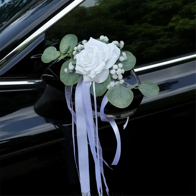 Künstlicher Rosenband-Akzent für Autospiegel, Stuhllehne und Hochzeits-Styling 3XUF – Detail 3