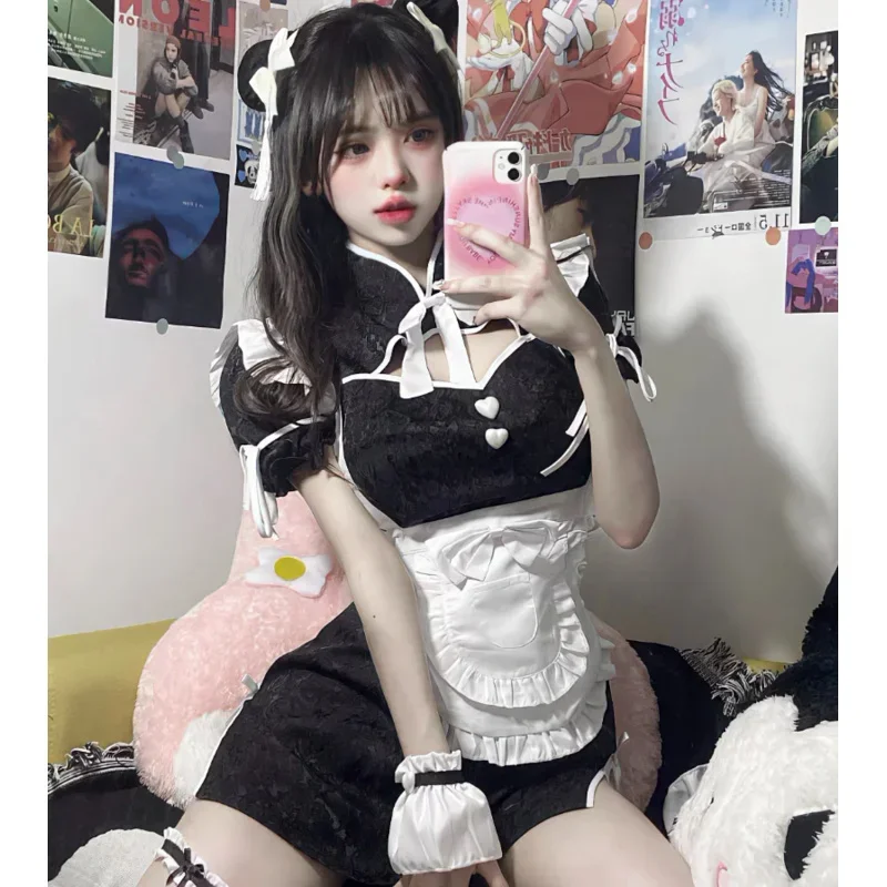 Cosbao vestido Cheongsam chino Halloween Anime mucama disfraces de juego de rol mujeres Love Live Cosplay japonés dulce Lolita fiesta Unifo