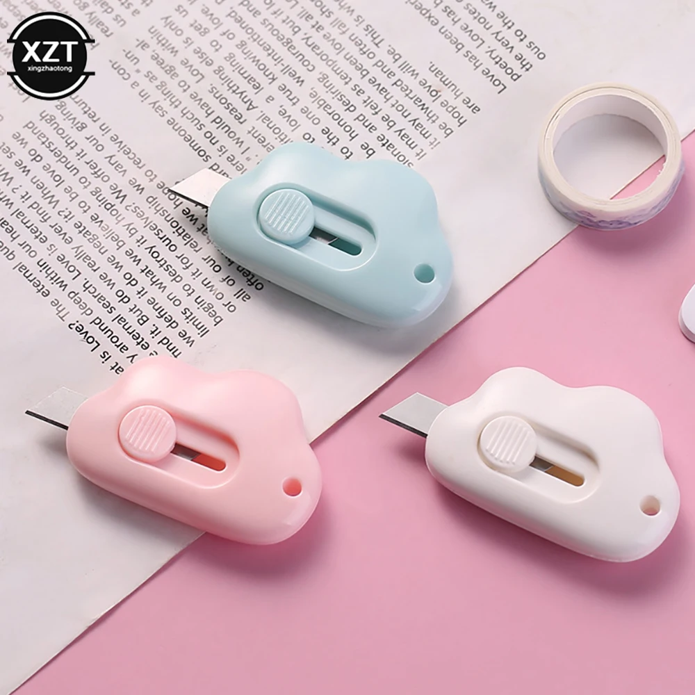 Kawaii Mini Pocket Clouds Art Utility Knife Paper Cutter Cutting Paper Razor Blade Office Stationery Handmade Knife