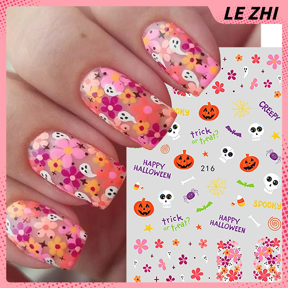 

1Pcs 3D Skull Pumpkin Head Bat Nail Stickers Nail Supplies Nail Sliders Halloween Stickers Nail Decoration Decals Holiday Gifts