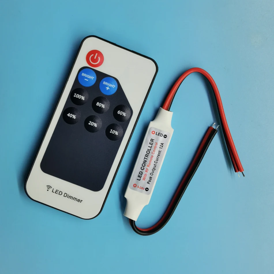 

DC5-24V Mini 9Keys Dimmer Controller Two Wire RF Remote，For Single Color Neon Tube And COB 2835 5050 5630 Led Strip Light