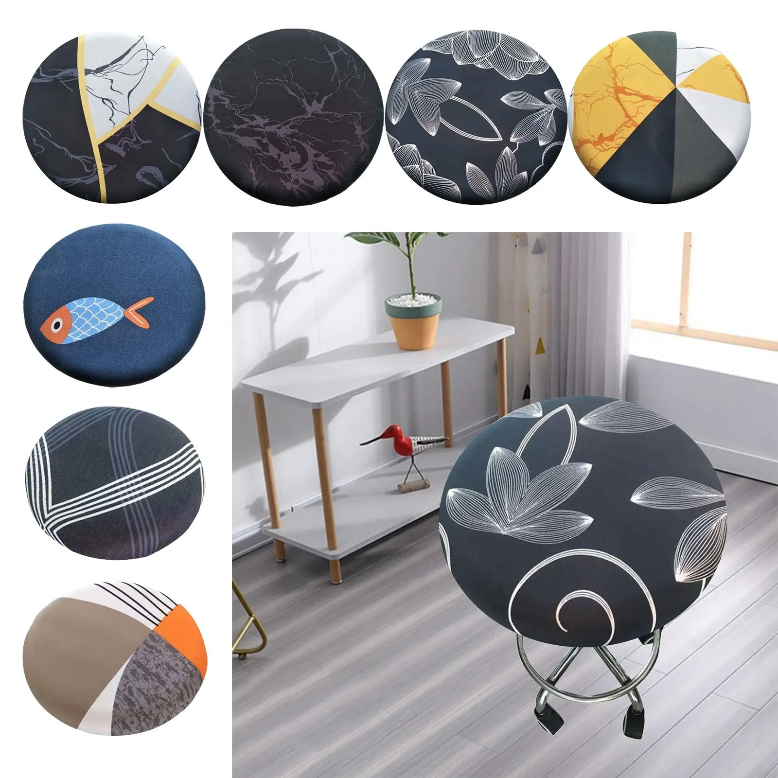 

Stretchy Round Stool Cover Dustproof Elastic Barstool Chair Slipcovers