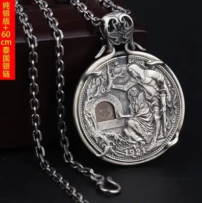 

Movable Mechanism 1921 Holy Grail Wandering Coin Knight Sword Drawing Organ Coin Antique Silver Plated Copper Coin Retro