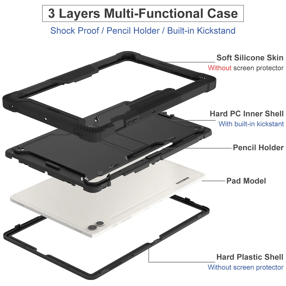 Tablet Case for Samsung Galaxy Tab A 8.0 T290 10.1 T510 8.4 T307 Armor Funda for Tab S7 S8 S9/S9FE 11\
