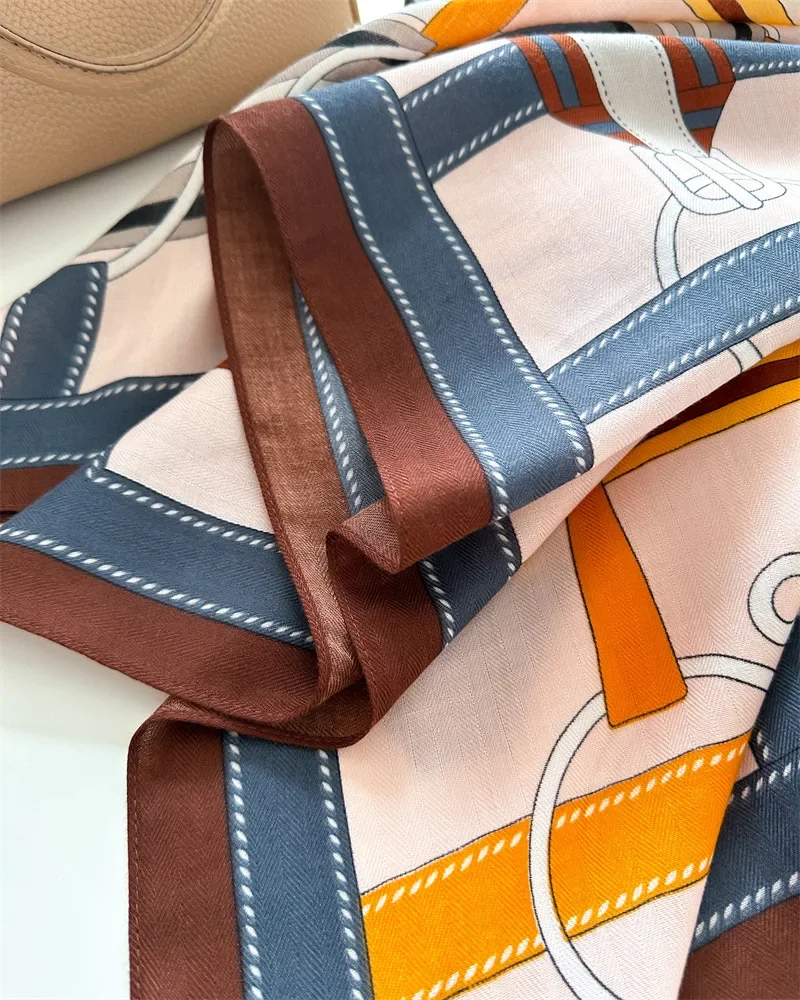 90*90 2024 Neue Mode Licht Luxus Seide Schal Frauen Twill Einfache Quadratische Schals Damen Sonnencreme Schal Kopftuch alle Jahreszeiten – Detail 13