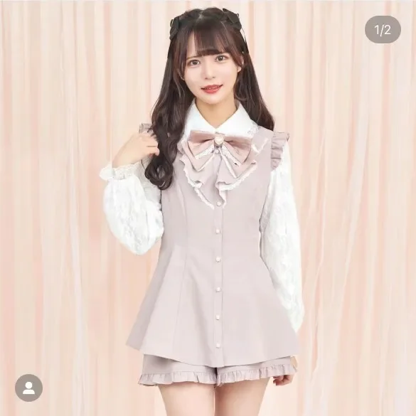 Imagem -05 - Terno Japonês de Shorts Lolita para Mulheres Tops Bordados Mini Shorts Plissados de Cintura Alta Peças Primavera 2023