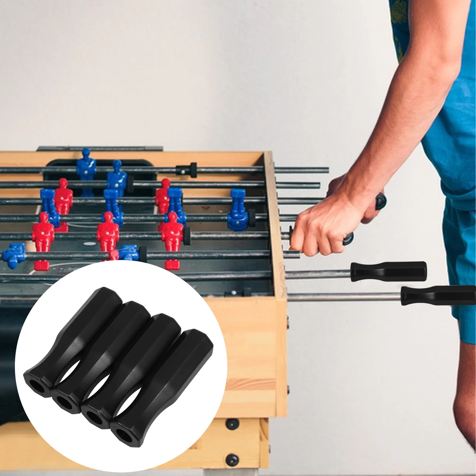 

4pcs Octagonal Handles Table Football Machine Durable Plastic Foosball Accessories Replacement Parts Smooth Surface Easy Storage