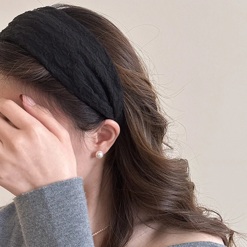 2025 韓国エレガントなシフォンワイドヘアバンドヘッドバンド女性ガールズギフトシュシュヘアヘッドフープバンドアクセサリー頭飾り帽子
