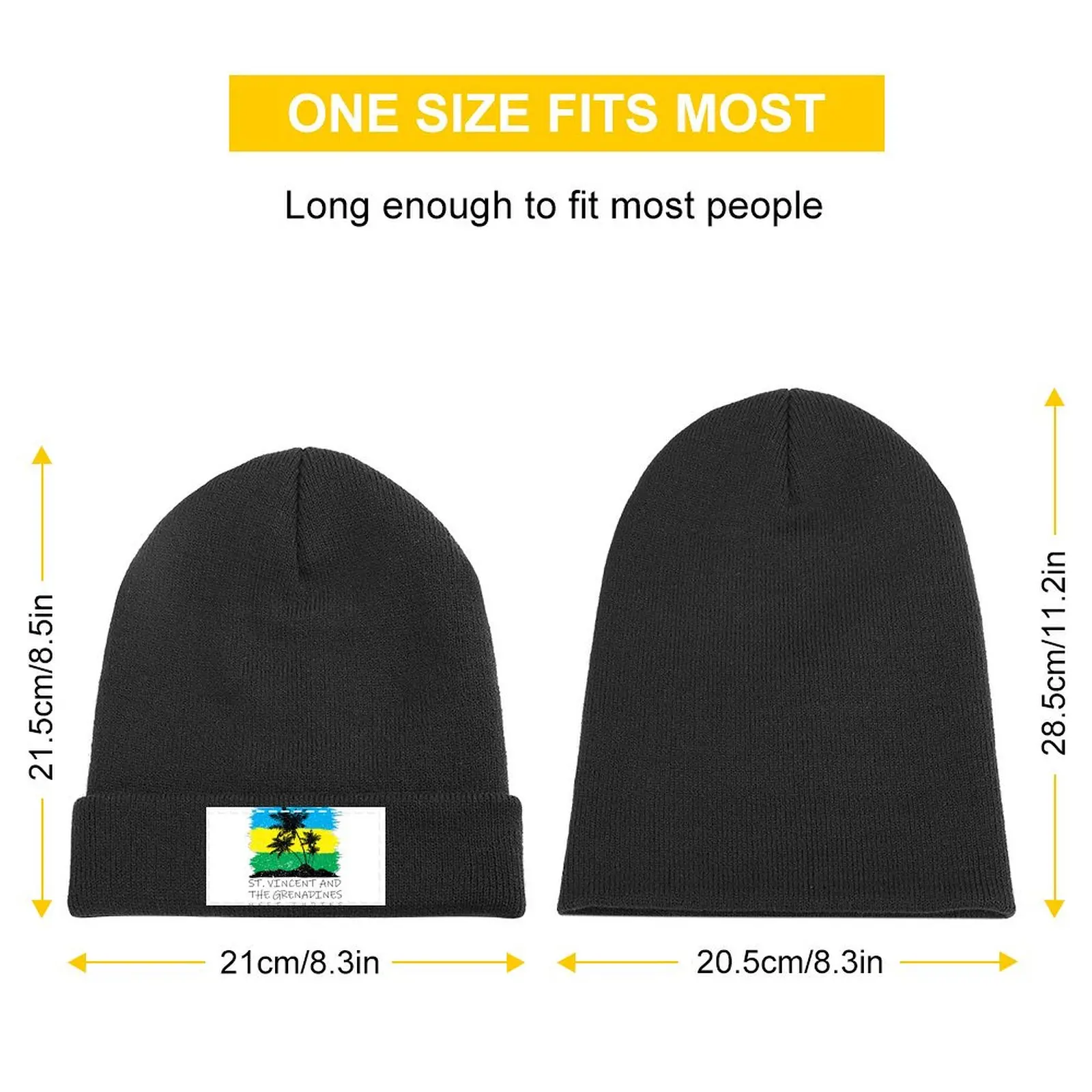 St Vincent and the Grenadines National Colours in Background of Palm silhouette Knitted Cap New In Hat Men Caps Women's