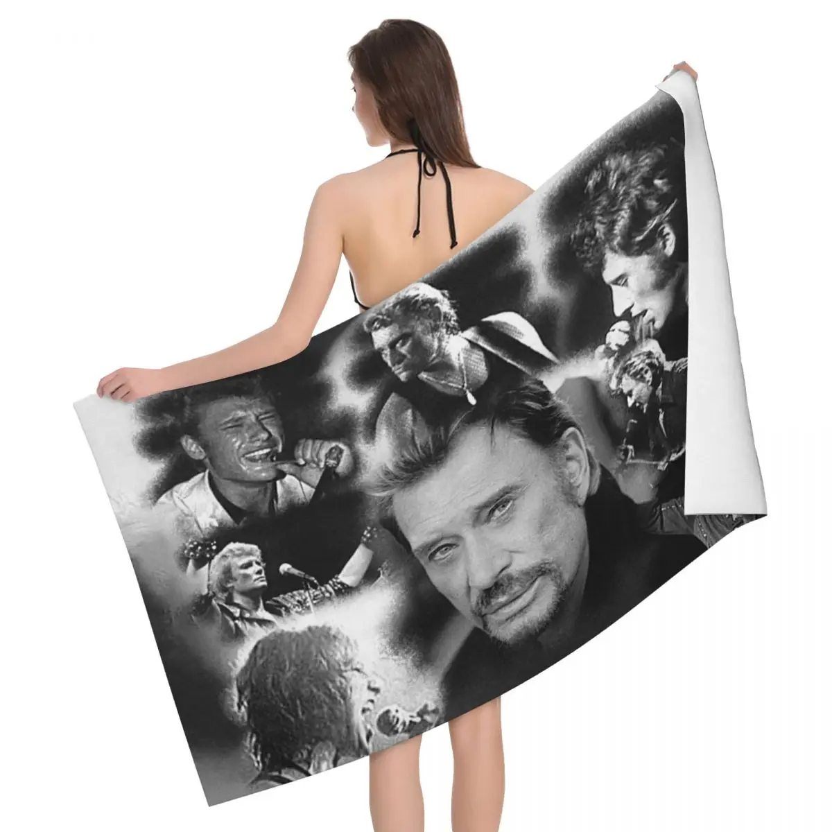 

Retro Rock Johnny Hallyday Super Soft Microfiber Bath Beach Towel Quick Drying French France Singer Shower Pool Towels