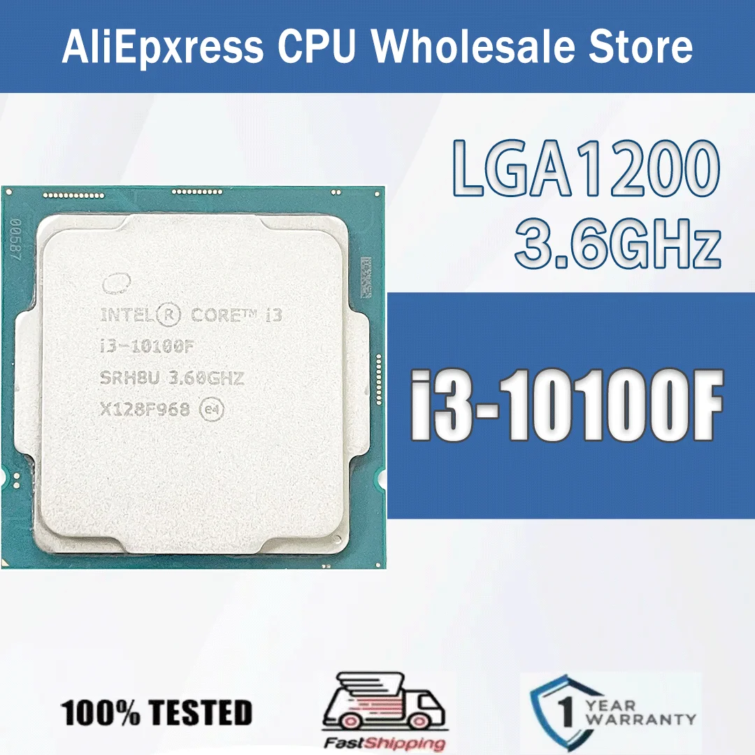 Intel Core i3-10100F 4 Core 8 Threads 3.6GHz 65W 6MB Cache 14nm Cometa Lake-S DDR4-2666 MHz SRH38 LGA 1200