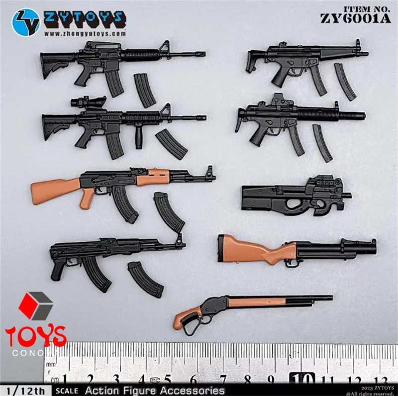 ZYTOYS ZY6001 1/12 MP5 M4 AK47 M1887 Soldier Gun Model 9pcs Mini Scene Accessories Fit 6'' Soldier Action Figure Body Dolls