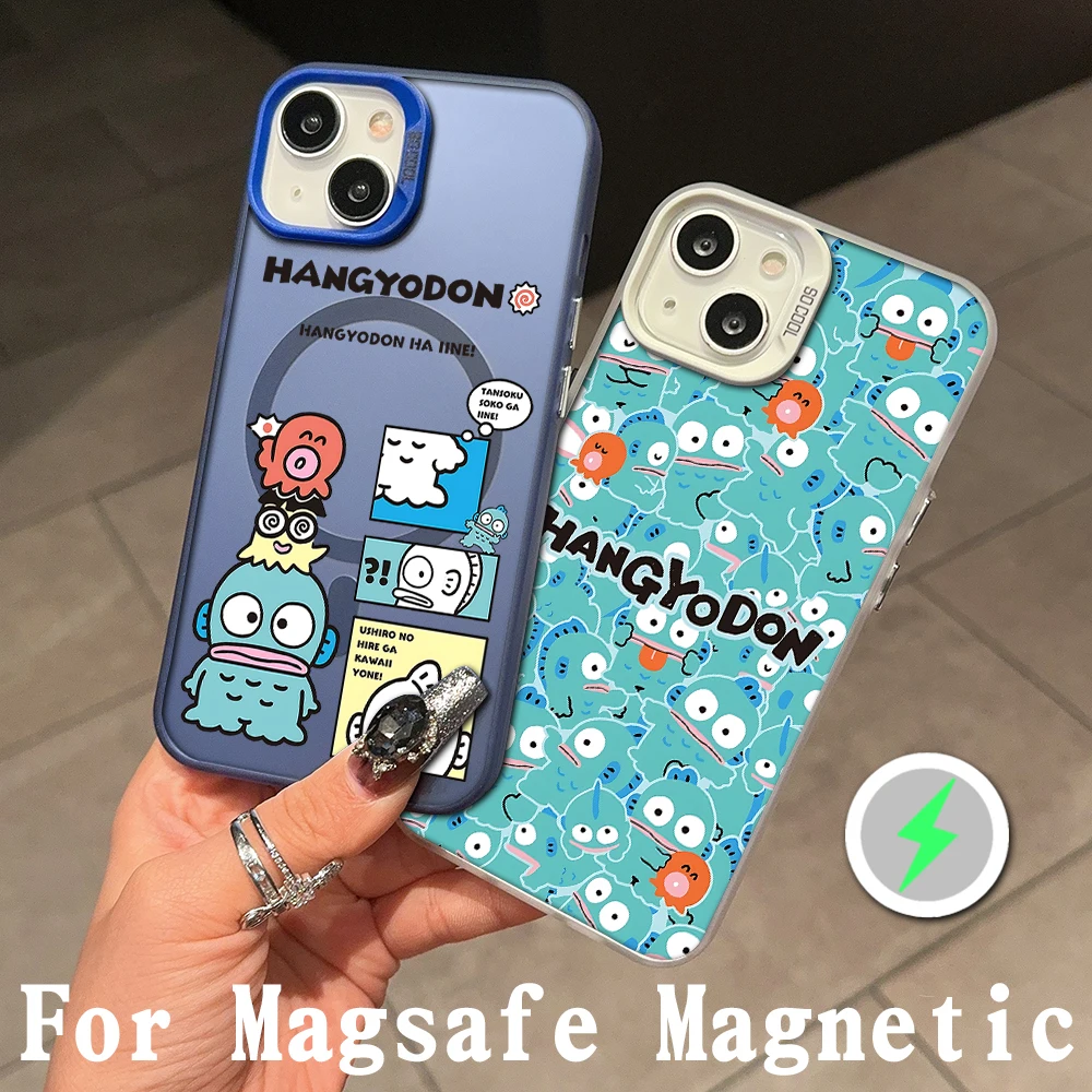 Étui de téléphone magnétique pour iPhone, bordure d'objectif, couverture plaquée argent, mignon, HangMongolia Don, Kawaii, Magsafe, 11, 12, 13, 14, 15, 16 Pro Max Plus