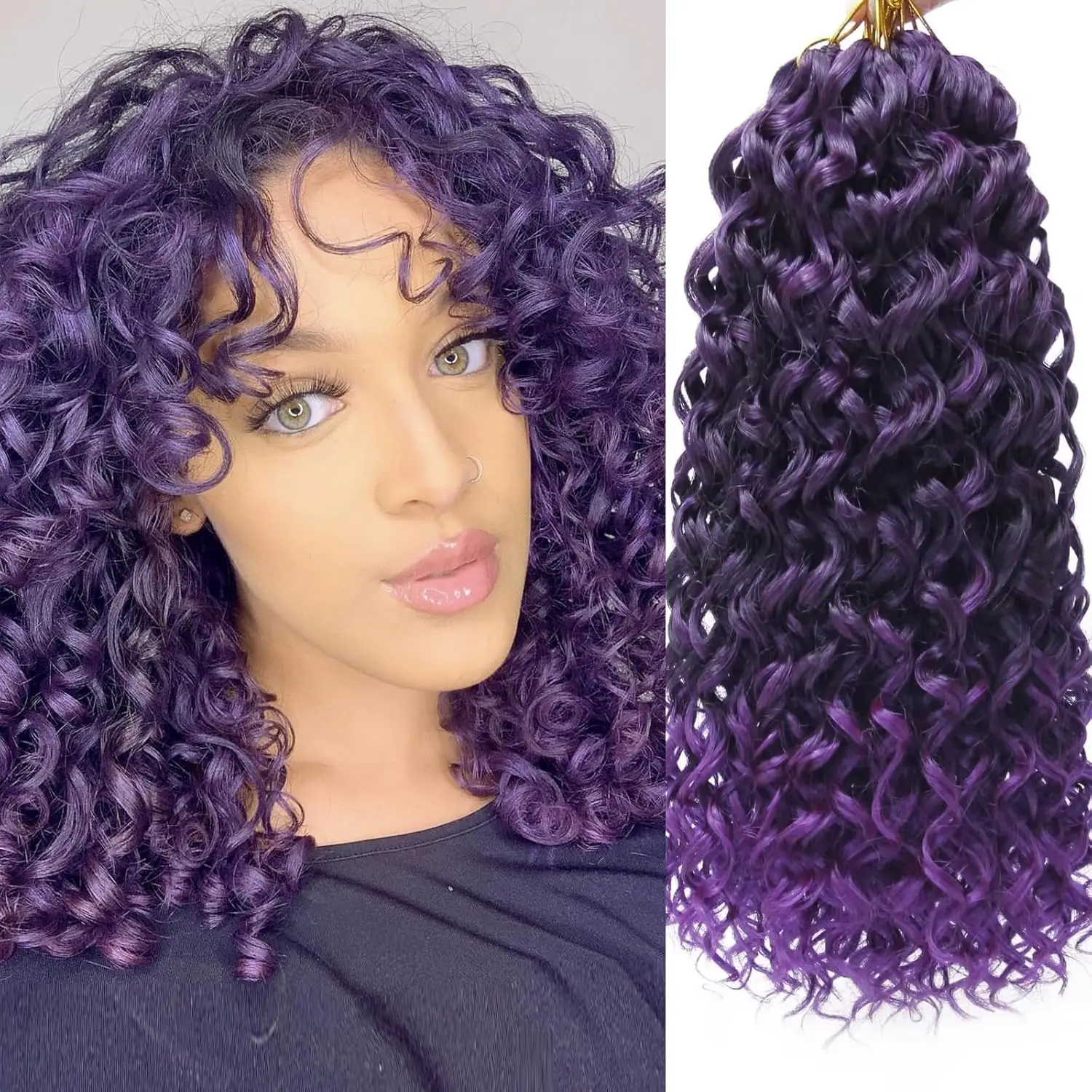 14/18/24 Inch Gogo Curly Crochet Hair Water Wave Crochet Braid Synthetic Bohemian Deep Wave Braiding Hair Extensions