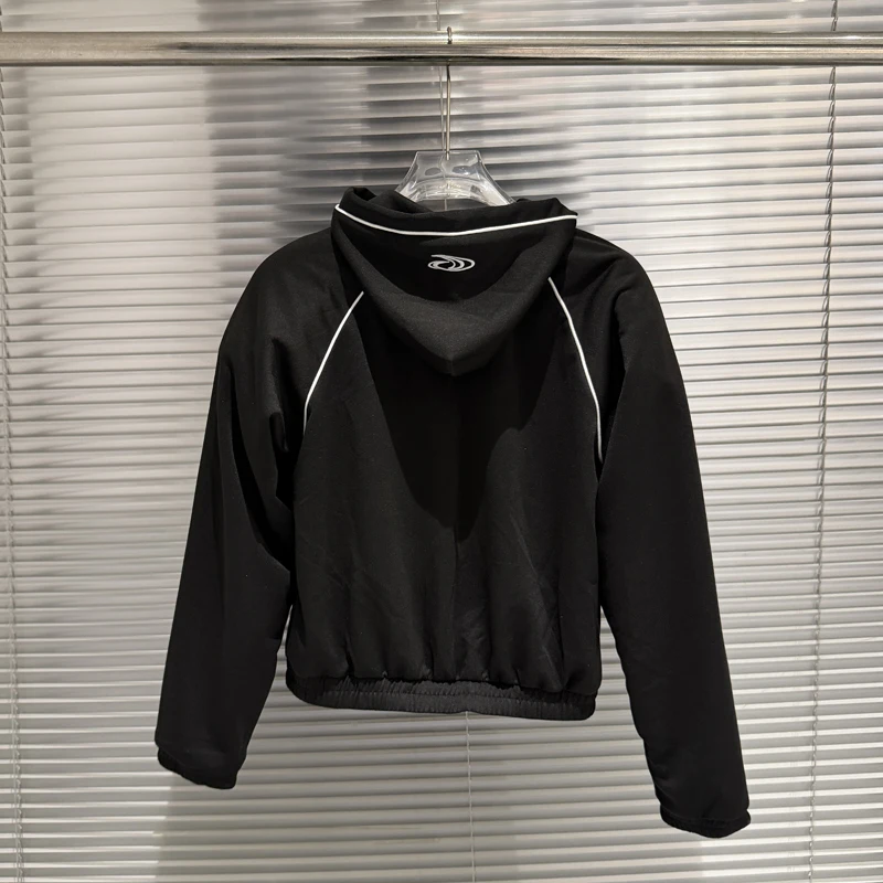 High Street Self-cultivation Protocol Index Hoodie Snap Buttons Embroidered Print Casual Sporty Style Men Women Hooded Coat