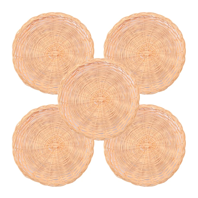 Bamboo Paper Plate Holder - 10 Inch Round Woven Plate Holder, Reusable Paper Plate Holders For Picnic Party