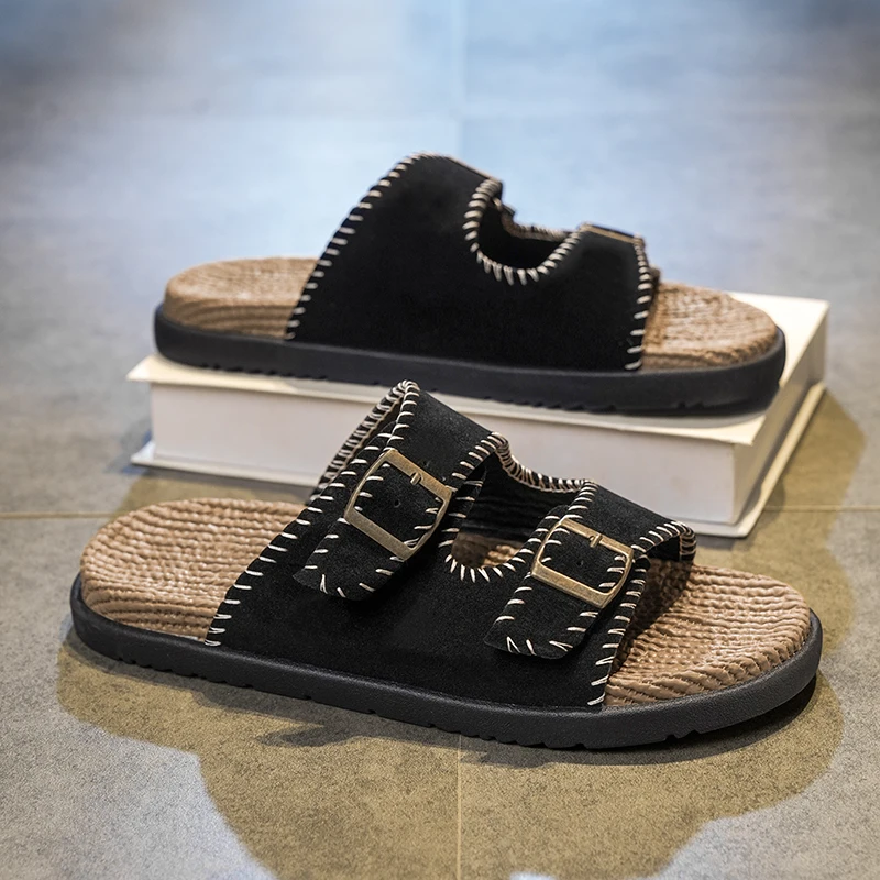 Men's Summer 2026 Fashion Thick Bottom Slip-On Sandals Outdoor Casual Slippers Breathable round Toe EVA Material