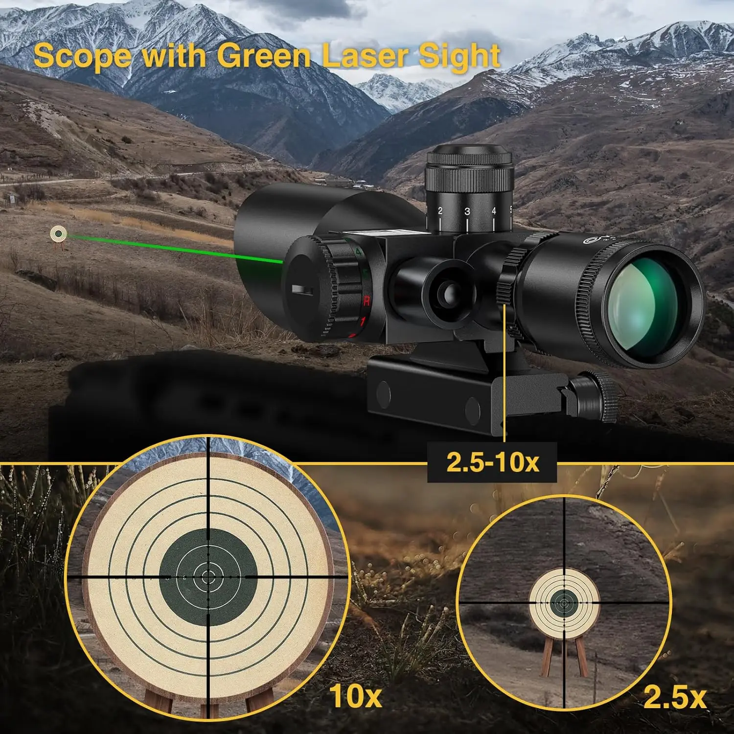 2.5-10x40e Red & Green Illuminated Scope with 20mm Mount