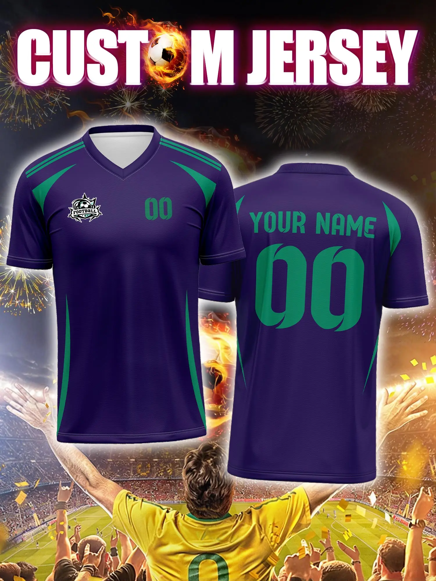 

Футболка для футбола с индивидуальным изображением, номером и именем, спортивная форма для болельщиков, облегающего свободного кроя.