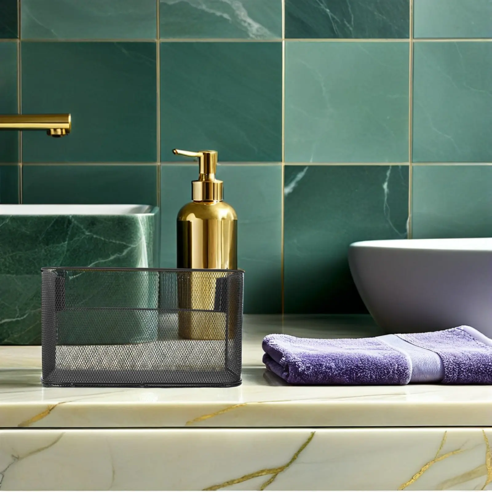 

Подвесная корзина для хранения в общежитии/ванной комнате - сетчатая металлическая конструкция с быстрым дренажем, органайзер на бортик кровати для туалетных принадлежностей и душевых принадлежностей